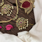 Vriksham Designer Combo Diamond Neckpiece-Red Green-G18862